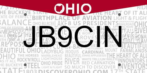 JB9CIN Ohio License Plate