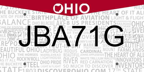 JBA71G Ohio License Plate