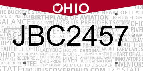 JBC2457 Ohio License Plate