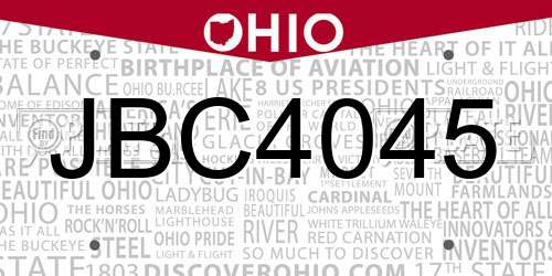 JBC4045 Ohio License Plate