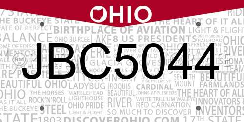 JBC5044 Ohio License Plate