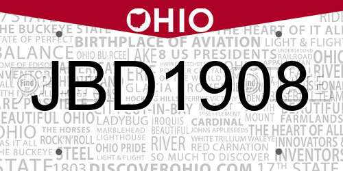 JBD1908 Ohio License Plate