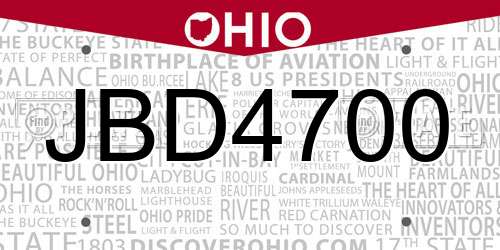 JBD4700 Ohio License Plate