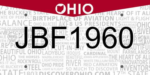 JBF1960 Ohio License Plate
