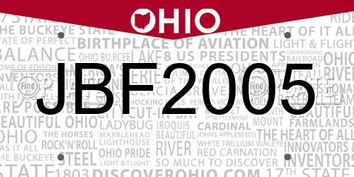 JBF2005 Ohio License Plate