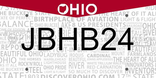 JBHB24 Ohio License Plate