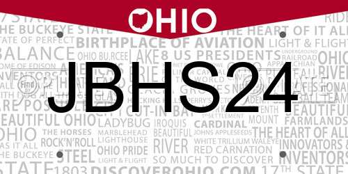 JBHS24 Ohio License Plate