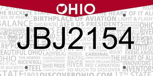 JBJ2154 Ohio License Plate