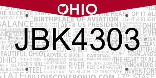 JBK4303 Ohio License Plate