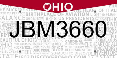 JBM3660 Ohio License Plate
