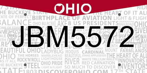 JBM5572 Ohio License Plate