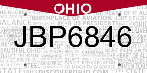 JBP6846 Ohio License Plate