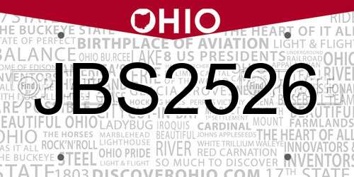 JBS2526 Ohio License Plate