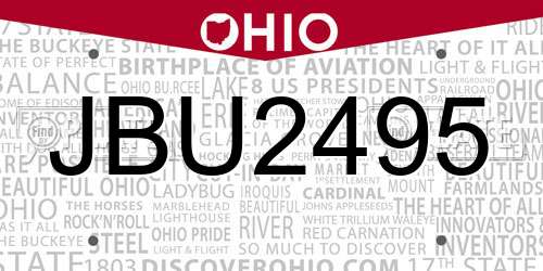 JBU2495 Ohio License Plate