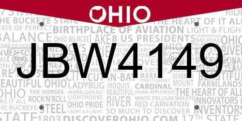 JBW4149 Ohio License Plate