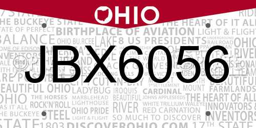 JBX6056 Ohio License Plate