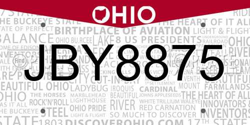 JBY8875 Ohio License Plate