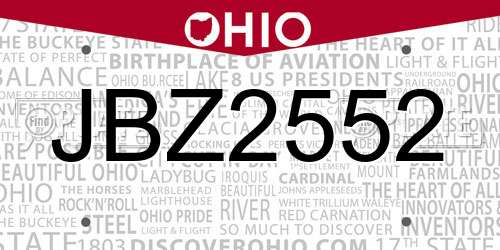 JBZ2552 Ohio License Plate