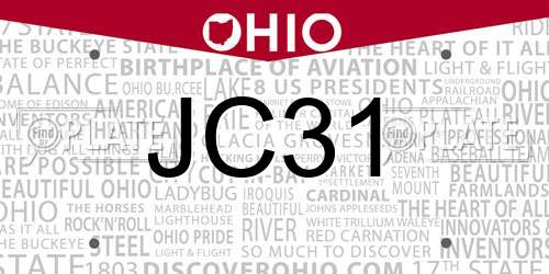 JC31 Ohio License Plate