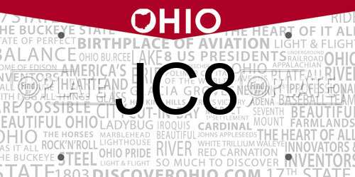 JC8 Ohio License Plate