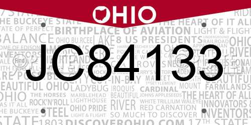 JC84133 Ohio License Plate