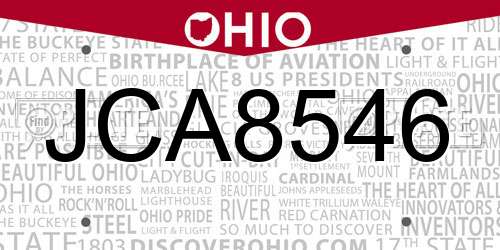 JCA8546 Ohio License Plate