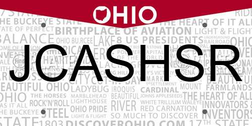 JCASHSR Ohio License Plate