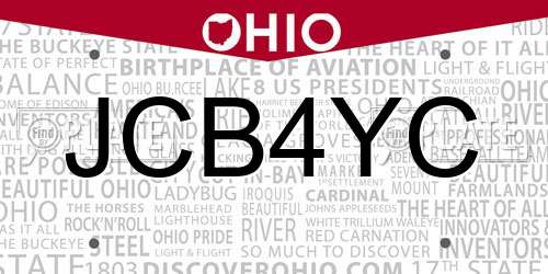 JCB4YC Ohio License Plate