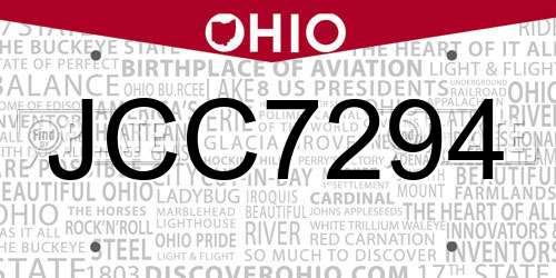 JCC7294 Ohio License Plate