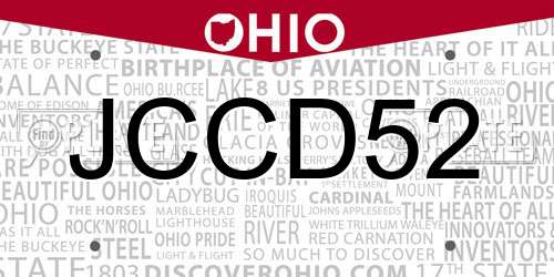 JCCD52 Ohio License Plate