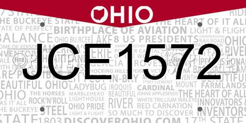JCE1572 Ohio License Plate
