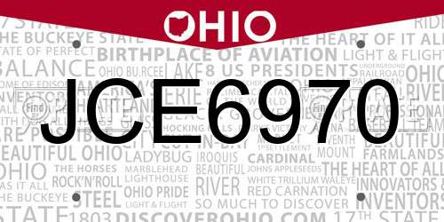 JCE6970 Ohio License Plate