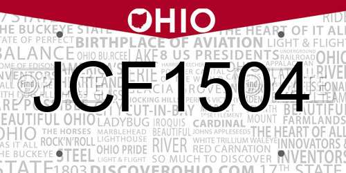 JCF1504 Ohio License Plate