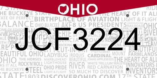 JCF3224 Ohio License Plate