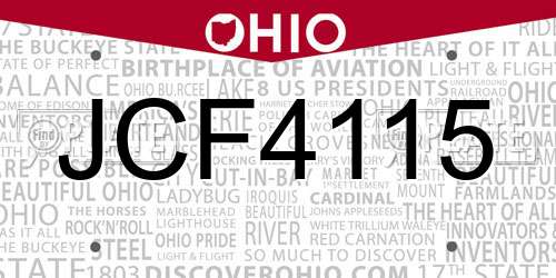 JCF4115 Ohio License Plate