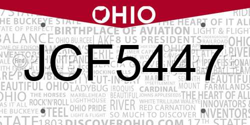 JCF5447 Ohio License Plate