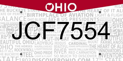JCF7554 Ohio License Plate