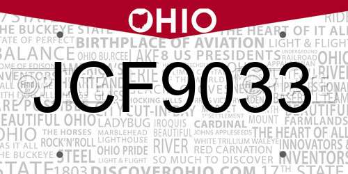 JCF9033 Ohio License Plate