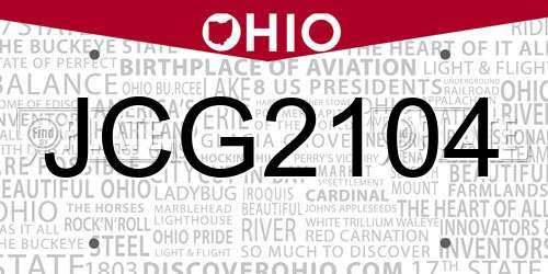 JCG2104 Ohio License Plate