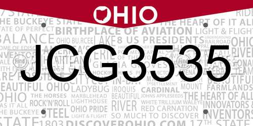 JCG3535 Ohio License Plate