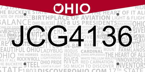 JCG4136 Ohio License Plate