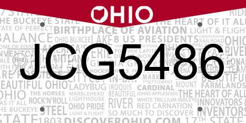 JCG5486 Ohio License Plate