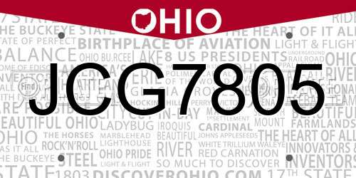 JCG7805 Ohio License Plate