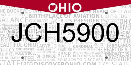 JCH5900 Ohio License Plate