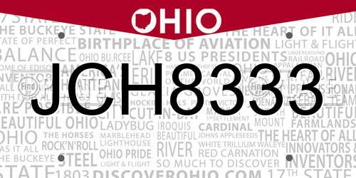 JCH8333 Ohio License Plate