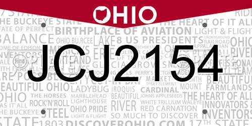 JCJ2154 Ohio License Plate