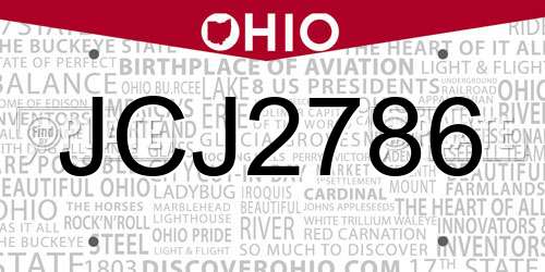 JCJ2786 Ohio License Plate