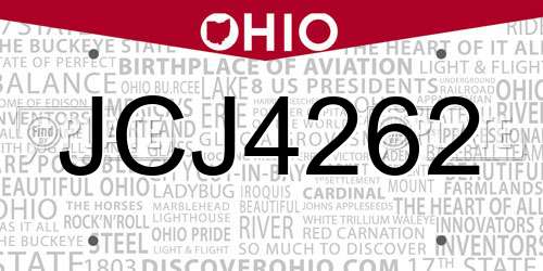 JCJ4262 Ohio License Plate