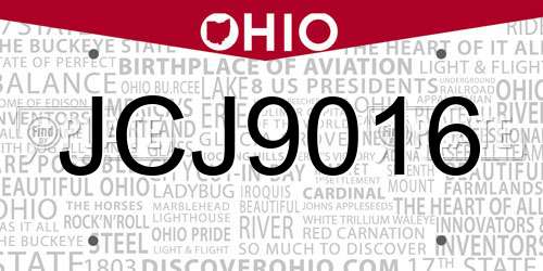 JCJ9016 Ohio License Plate