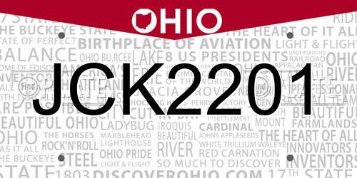 JCK2201 Ohio License Plate